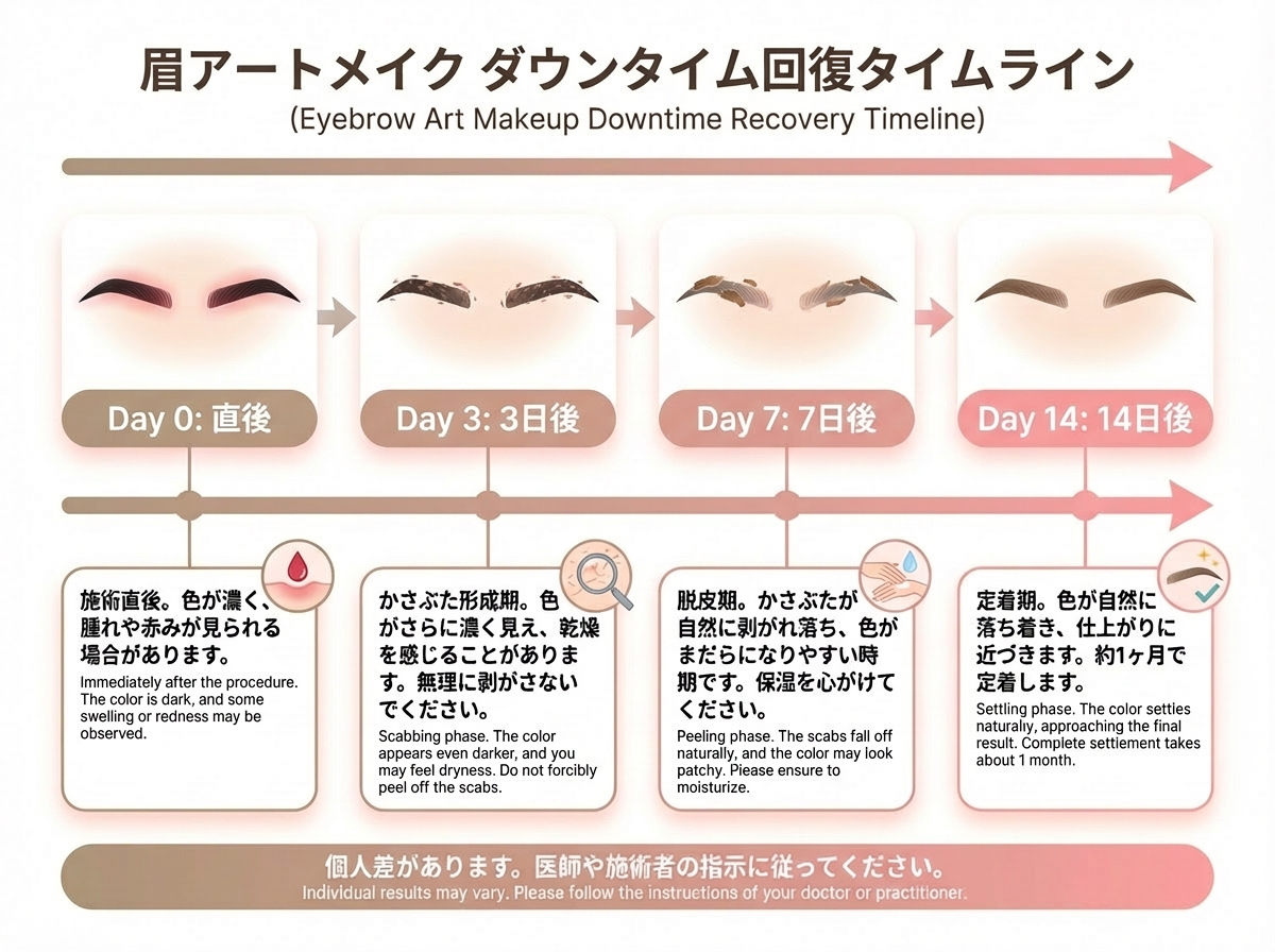 眉アートメイク ダウンタイム説明｜大阪 心斎橋 BiBiクリニック