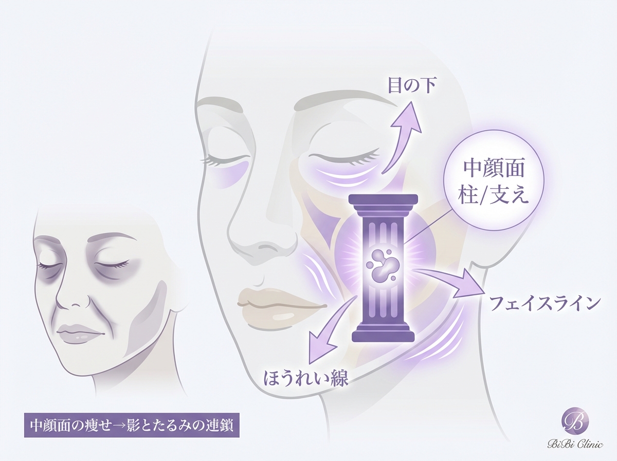 中顔面ヒアルロン酸注入｜頬こけ改善と若々しさの回復｜大阪・心斎橋 BiBiクリニック