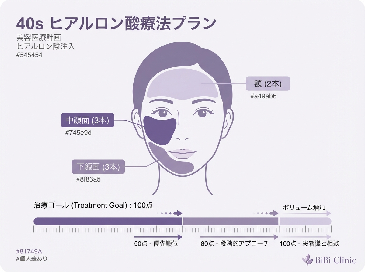 40代ヒアルロン酸治療計画｜中顔面・下顔面・額のバランス設計｜大阪・心斎橋 BiBiクリニック
