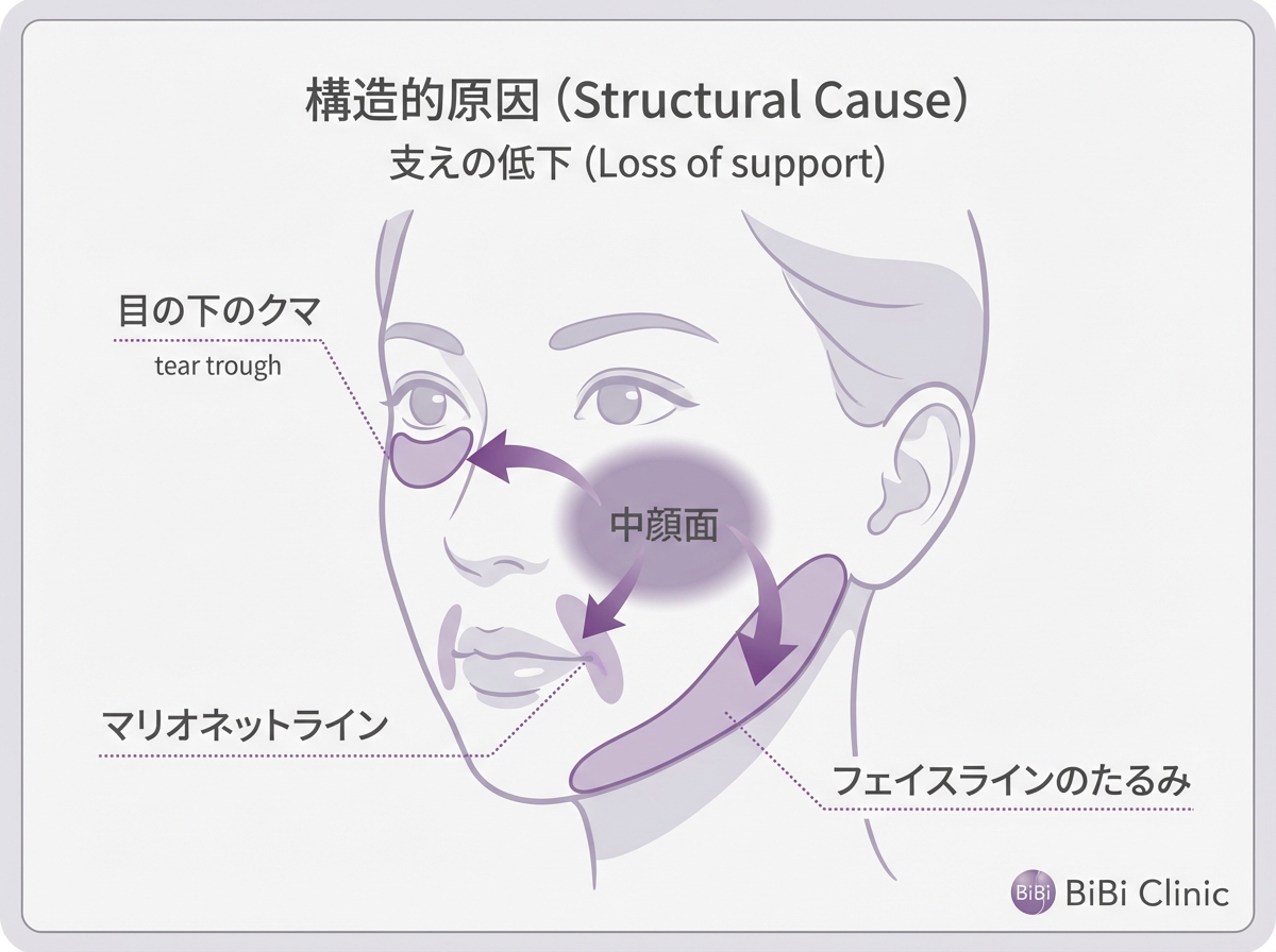 目の下のクマ・マリオネットラインの構造的原因｜大阪・心斎橋 BiBiクリニック