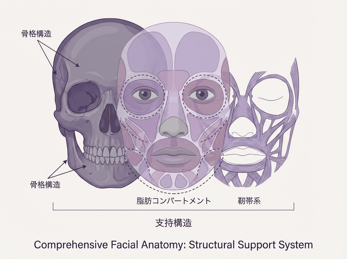 顔面支持構造システム｜骨格・脂肪・靭帯の3層構造｜大阪BiBiクリニック