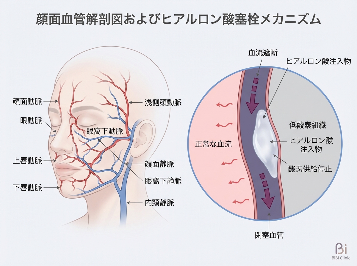 顔の血管走行とヒアルロン酸塞栓リスク部位｜大阪・心斎橋 BiBiクリニック