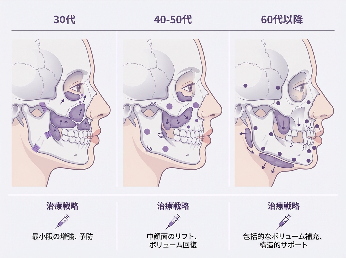 BiBi式構造リフトに基づく黄金比ヒアルロン酸デザイン解説図｜大阪・心斎橋BiBiクリニック