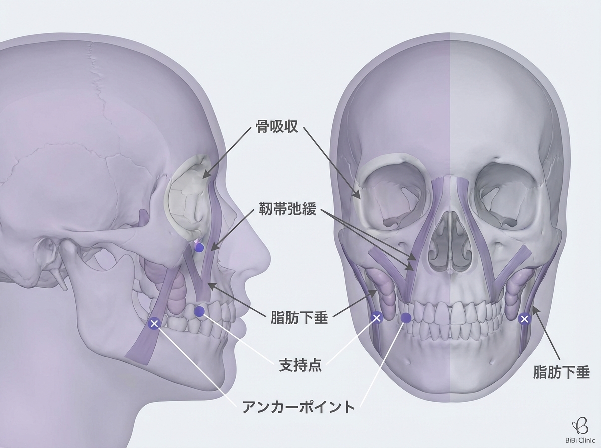 BiBi式構造リフトとヒアルロン酸設計思想のイメージ