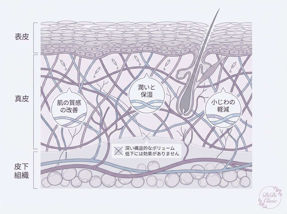 水光注射（ジュベルック・リジュラン）による肌質改善イメージ｜大阪・心斎橋 BiBiクリニック