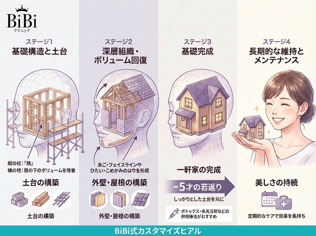 BiBi式カスタマイズヒアルロン酸 家の例え｜大阪 心斎橋BiBiクリニック