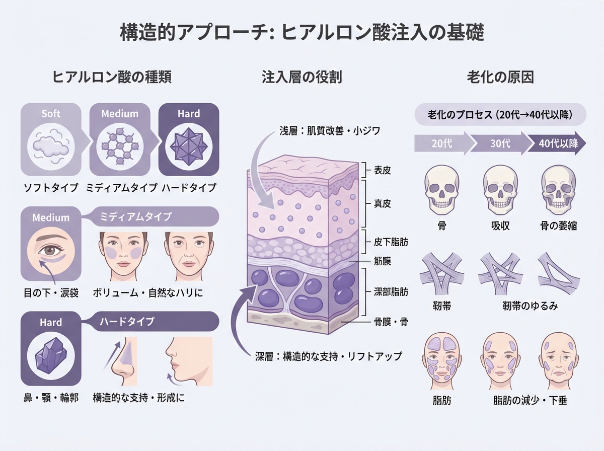 ヒアルロン酸の種類（柔らかさ・目的の違い）｜大阪 心斎橋BiBiクリニック