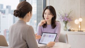 大阪で眉アートメイクを選ぶために相談するイメージ